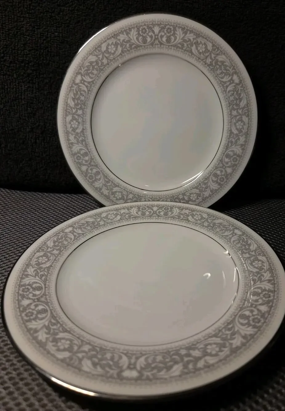 Noritake China Naples 6975 6 1/2 In Bread & Butter Plate White W/Gray Trim